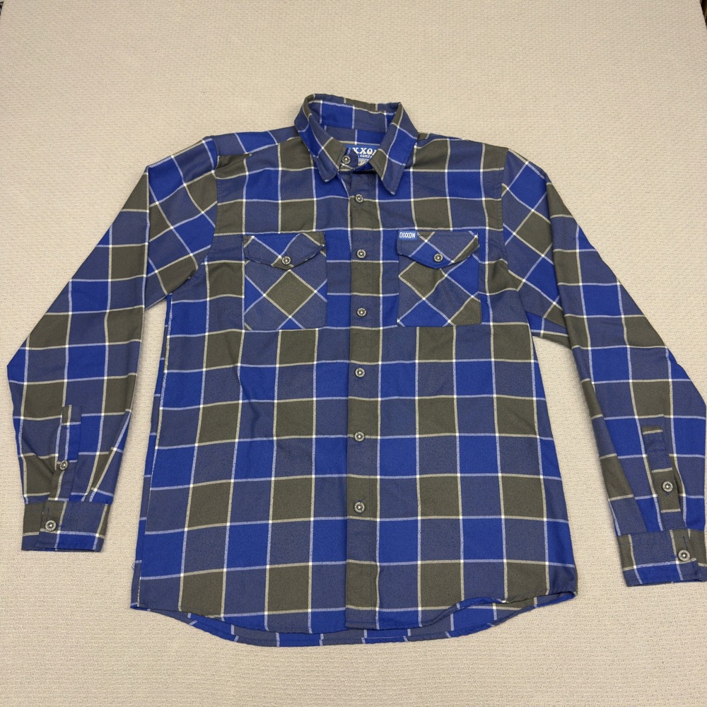 Dixxon Flannel Shirt Mens Medium Blue Plaid The Layback Workwear Biker Casual